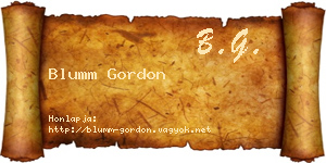 Blumm Gordon névjegykártya
